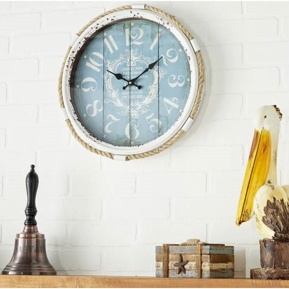 17-inch Nautical Blue Vintage Style Wall Clock - Deals Kiosk