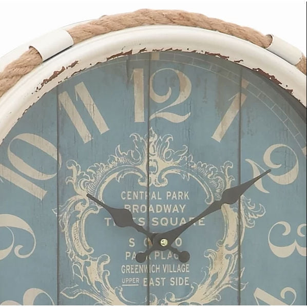 17-inch Nautical Blue Vintage Style Wall Clock - Deals Kiosk