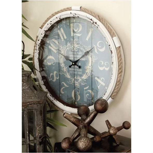 17-inch Nautical Blue Vintage Style Wall Clock - Deals Kiosk