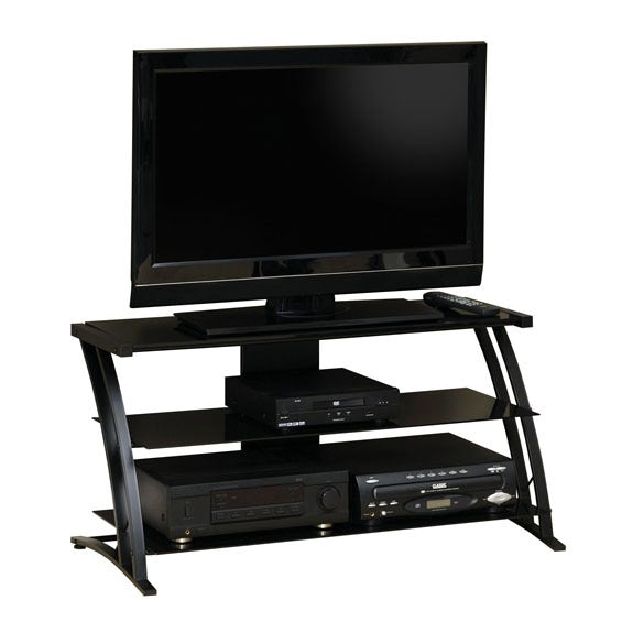 Black Modern Flat Screen Panel TV Stand / Entertainment Center - Deals Kiosk