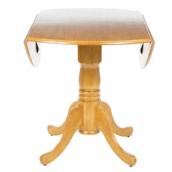 Round 42-inch Drop-Leaf Dining Table in Oak Wood Finish - Deals Kiosk