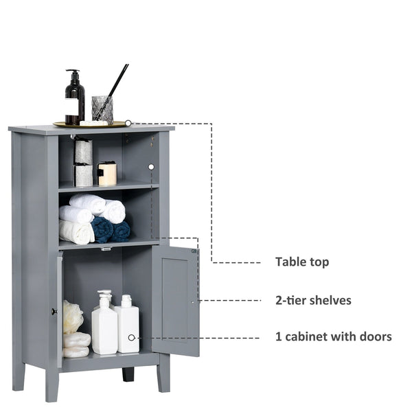 Gray 2 Tier Shelf Hidden Storage Bathroom Floor Cabinet - Deals Kiosk
