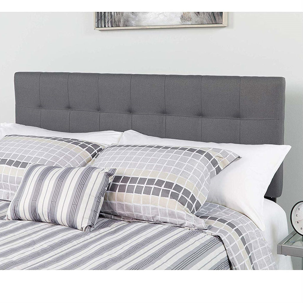 Full size Dark Grey Fabric Linen Upholstered Panel Headboard - Deals Kiosk