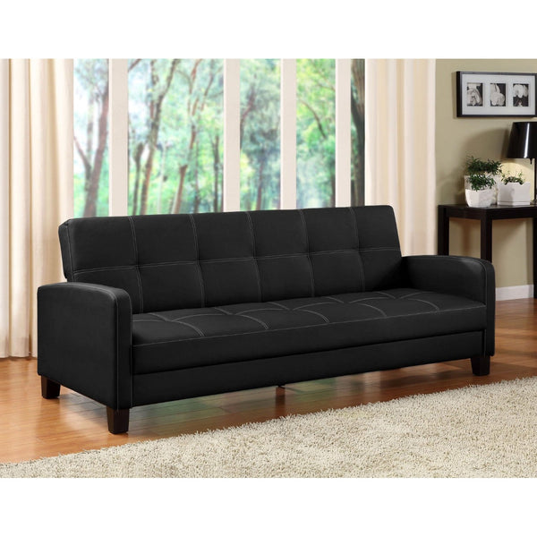 Classic Black Faux Leather Futon Sofa Sleeper - Deals Kiosk