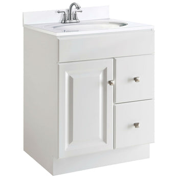 24-inch Modern Bathroom Vanity Cabinet Base in White Semi-Gloss