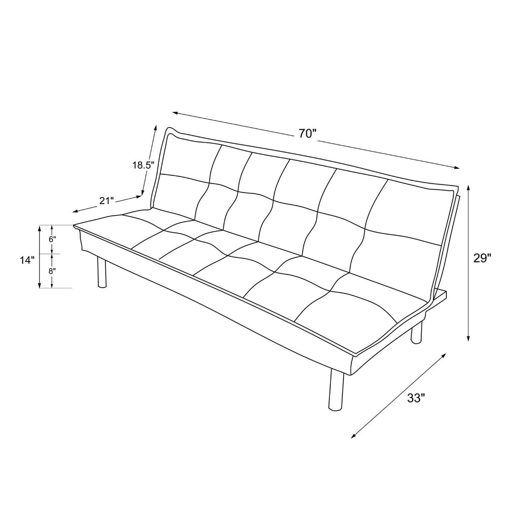 Black Microfiber Upholstered Futon Sofa Bed with Metal Legs - Deals Kiosk