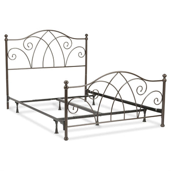 Full size Complete Elegant Metal Bed Frame with Spiral Pattern Headboard and Footboard