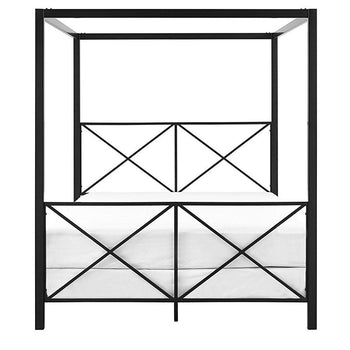 Queen size Modern Black Metal Four-Poster Canopy Bed Frame - Deals Kiosk