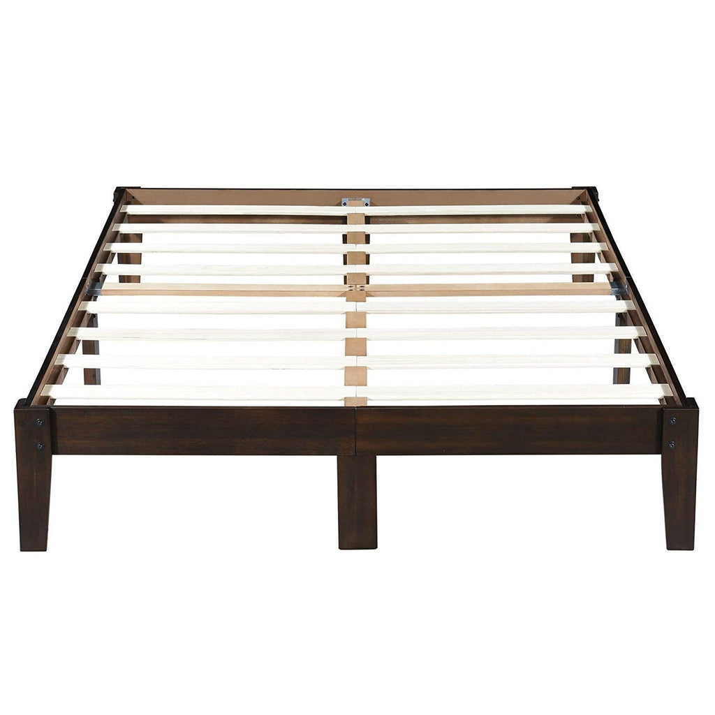 Full size Solid Wood Platform Bed Frame in Dark Brown Finish