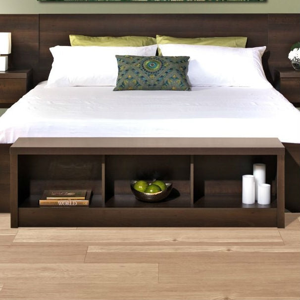 Bedroom Storage Bench Footboard in Espresso Wood Finish - Deals Kiosk