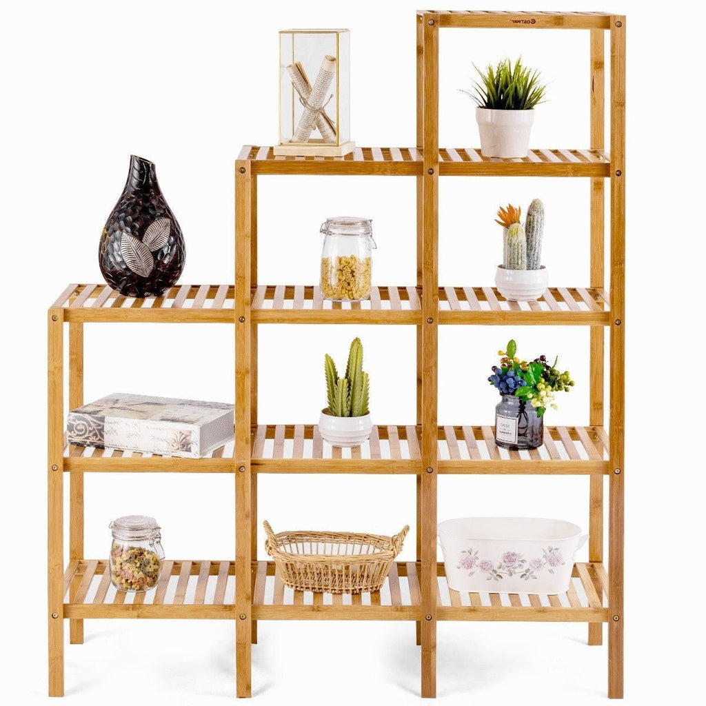 Bamboo Wood 5-Tier Versatile Bookcase Plant Stand Storage Rack - Deals Kiosk