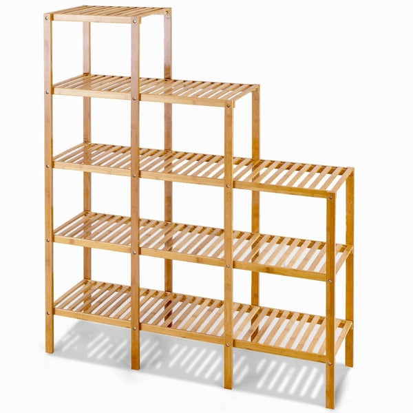 Bamboo Wood 5-Tier Versatile Bookcase Plant Stand Storage Rack - Deals Kiosk