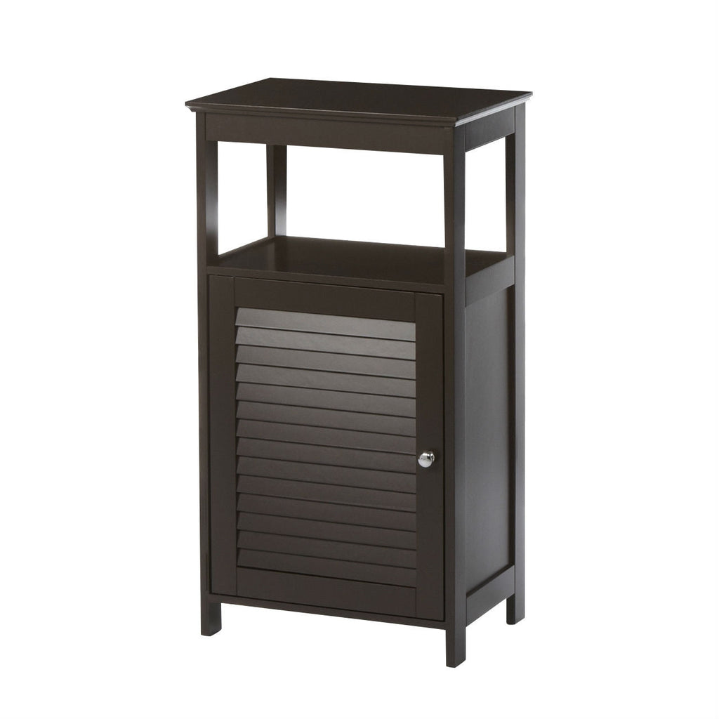 Modern Bathroom Floor Cabinet Free Standing Storage Unit in Espresso Wood Finish - Deals Kiosk