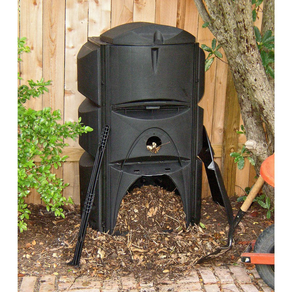 120 Gallon Black Plastic Compost Bin with 3 Composting Chambers - Deals Kiosk