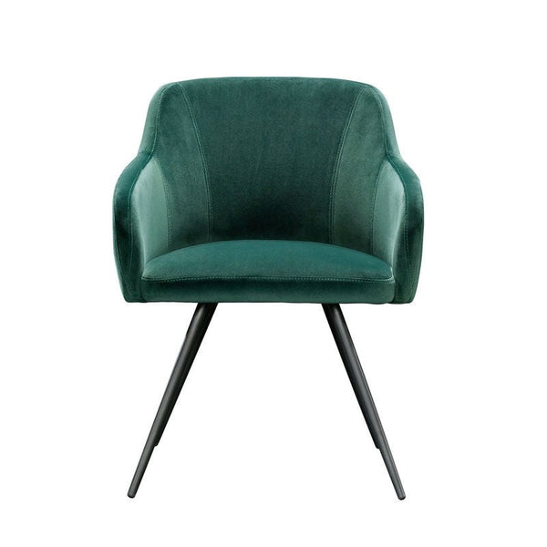 Emerald Green Upholstered Mid-Century Low Back Armchair Steel Legs