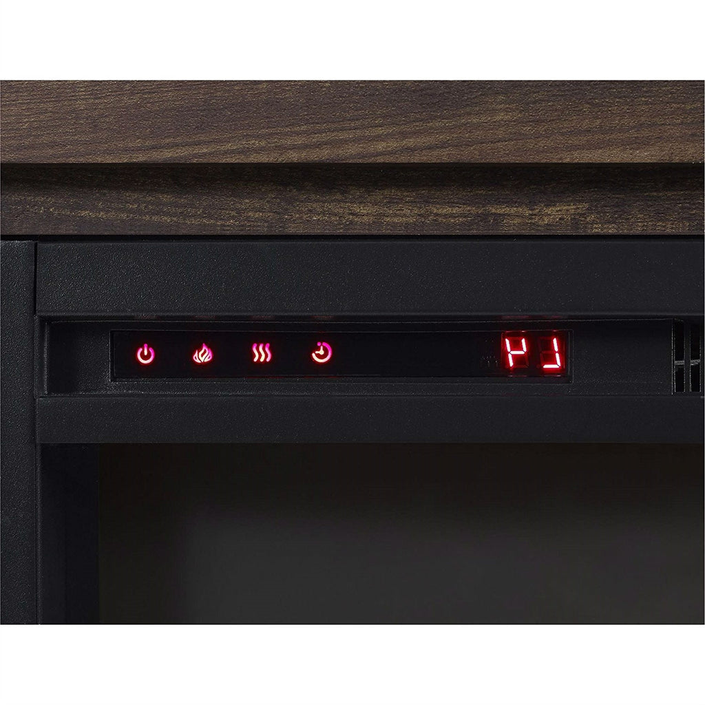 50-inch TV Stand in Medium Brown Wood with 1,500 Watt Electric Fireplace - Deals Kiosk