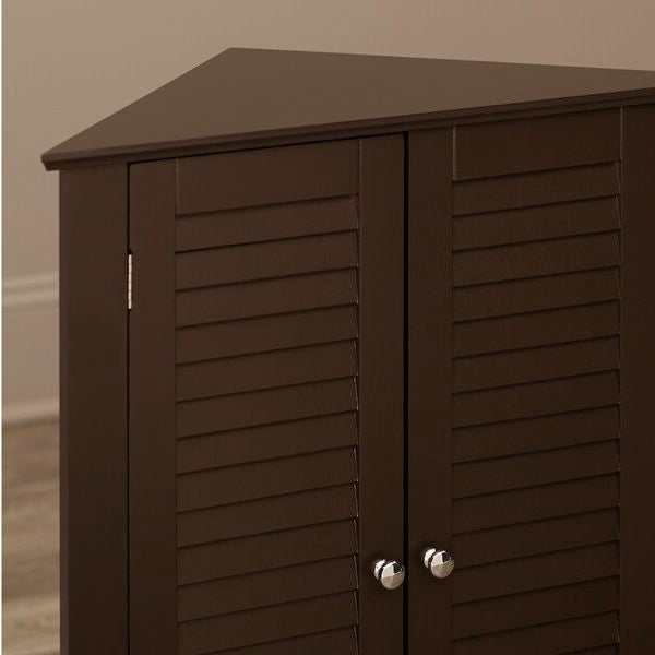 Espresso Corner 2 Door Space Saving Bathroom Storage Cabinet - Deals Kiosk