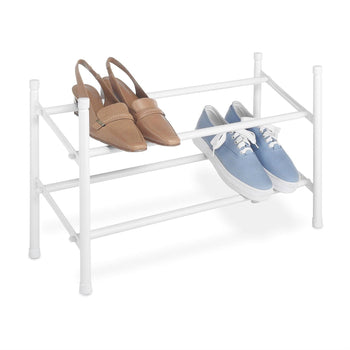 2-Tier Stackable Shoe Rack Organizer Storage Shelves in White - Deals Kiosk