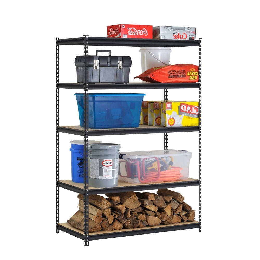 Heavy Duty Black Metal Storage Rack Shelving Unit with 5 Adjustable Shelves - Deals Kiosk