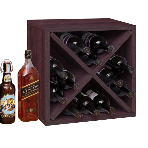 Stackable 12-Bottle Wine Rack in Espresso Brown Wood Finish - Deals Kiosk