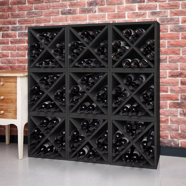 Stackable 12-Bottle Wine Rack in Espresso Brown Wood Finish - Deals Kiosk