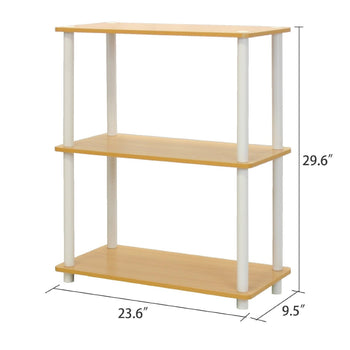 White and Beech Finish 3-Tier Bookcase - Deals Kiosk