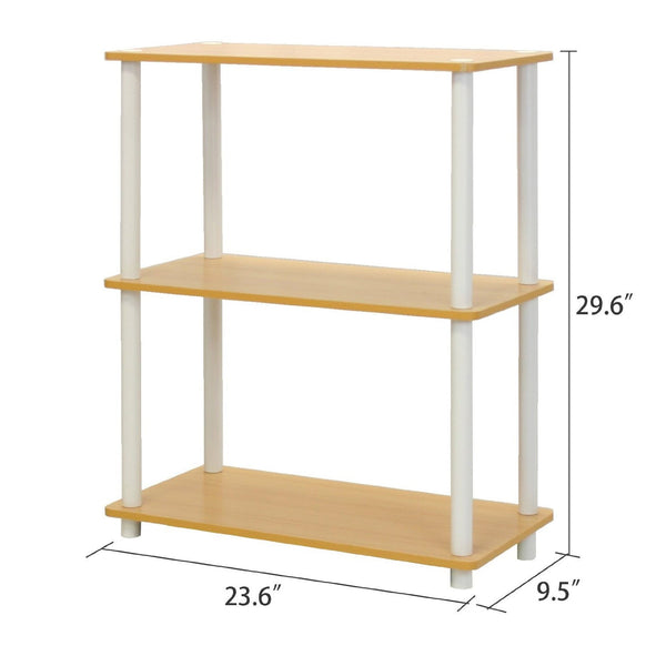 White and Beech Finish 3-Tier Bookcase - Deals Kiosk