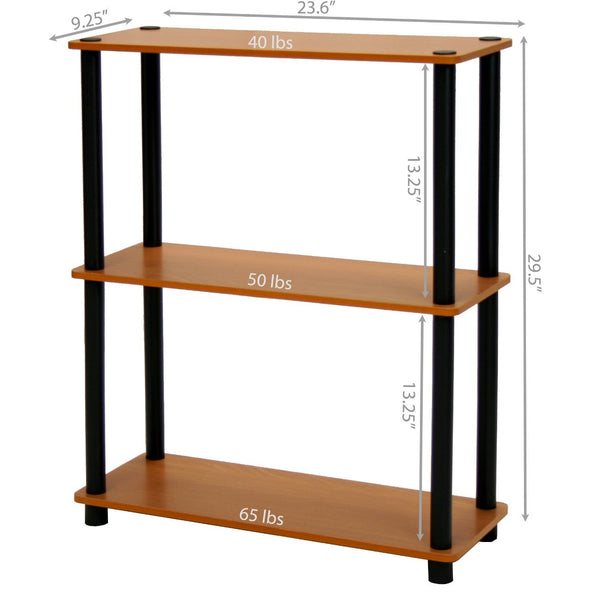 Light Cherry and Black Finish 3-Tier Bookcase - Deals Kiosk