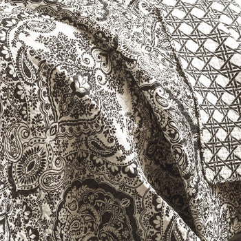 Queen size 3-Piece Quilt Set 100-Percent Cotton in Charcoal Damask - Deals Kiosk