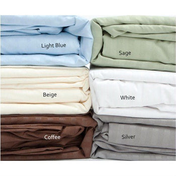 Full size Dobby Stripe Sateen Sheet Set in Beige Microfiber - Deals Kiosk