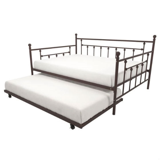 Full size Bronze Metal Daybed with Twin Roll-out Trundle Bed - Deals Kiosk