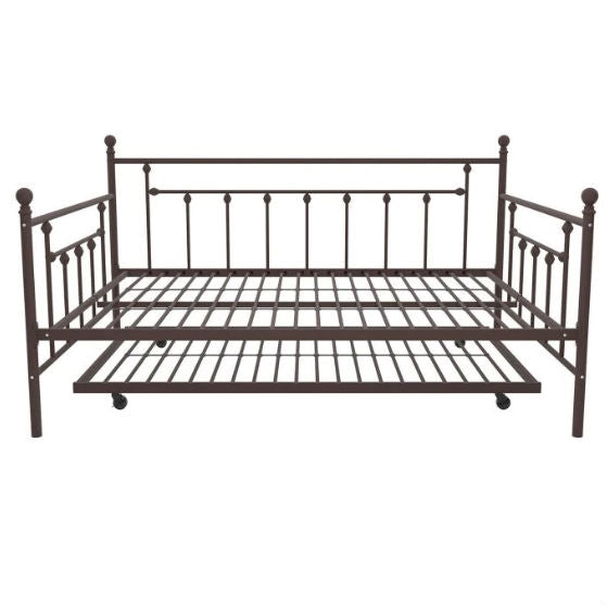 Full size Bronze Metal Daybed with Twin Roll-out Trundle Bed - Deals Kiosk