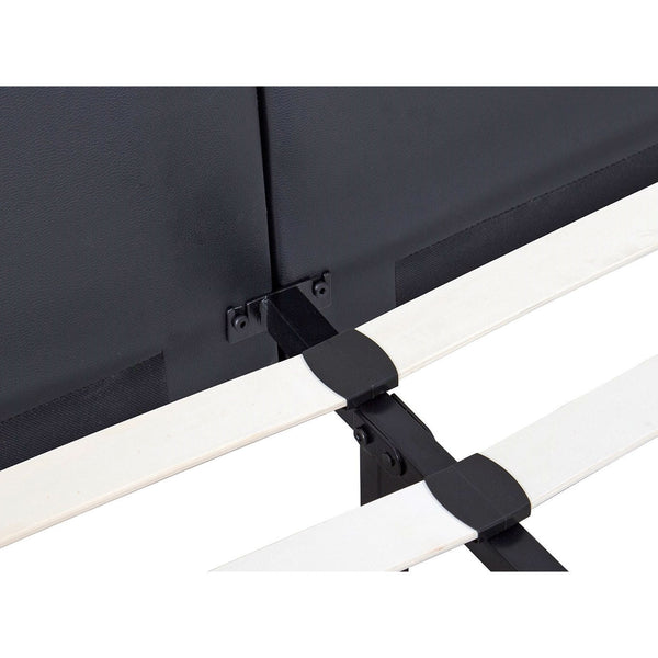 Full size Black Faux Leather Platform Bed Frame with Upholstered Headboard - Deals Kiosk