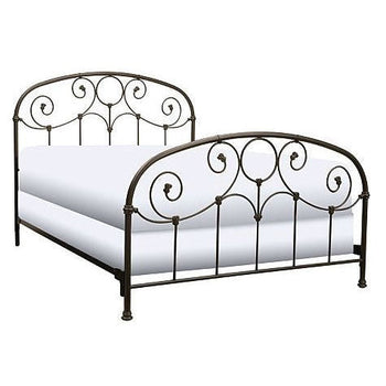 Full size Metal Bed with Softly Rounded Shoulders in Rusty Gold Finish - Deals Kiosk