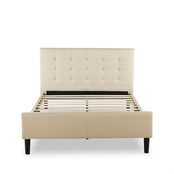 Full size Taupe Upholstered Bed with Button Tufted Headboard & Footboard - Deals Kiosk
