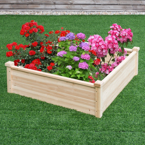 Solid Fir Wood 3.3 ft x 3.3 ft Raised Garden Bed Planter Box - Deals Kiosk