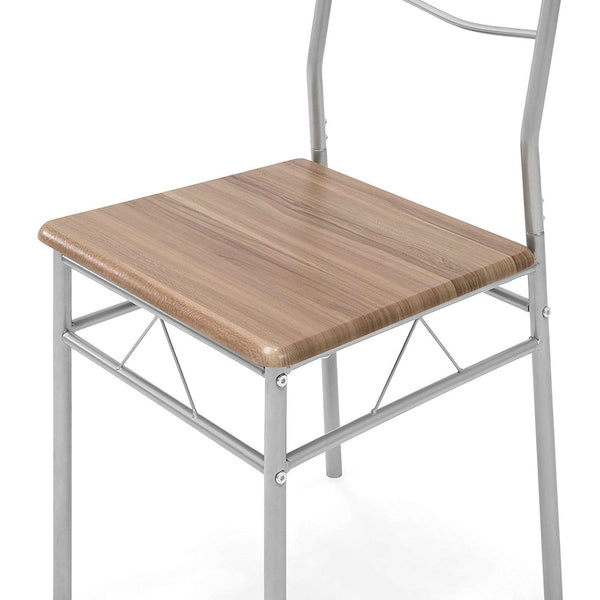 5-Piece Wooden Kitchen Table Dining Set with Metal Legs, 4 Chairs, Brown/Silver - Deals Kiosk