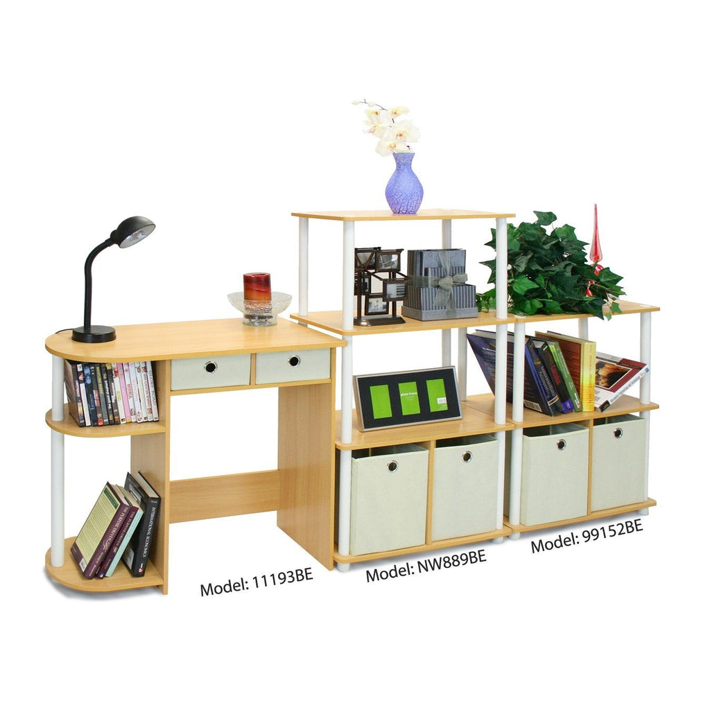 Home Office Laptop Computer Desk Table in Beech Ivory - Deals Kiosk
