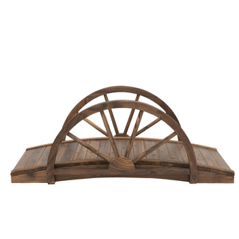 FarmHome 3.3ft Fir Wood Half Wheeled Stained Garden Bridge - Deals Kiosk