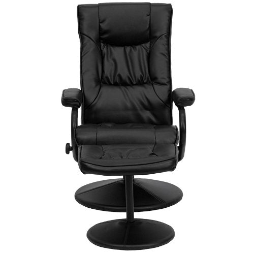 Black Faux Leather Recliner Chair with Swivel Seat and Ottoman - Deals Kiosk