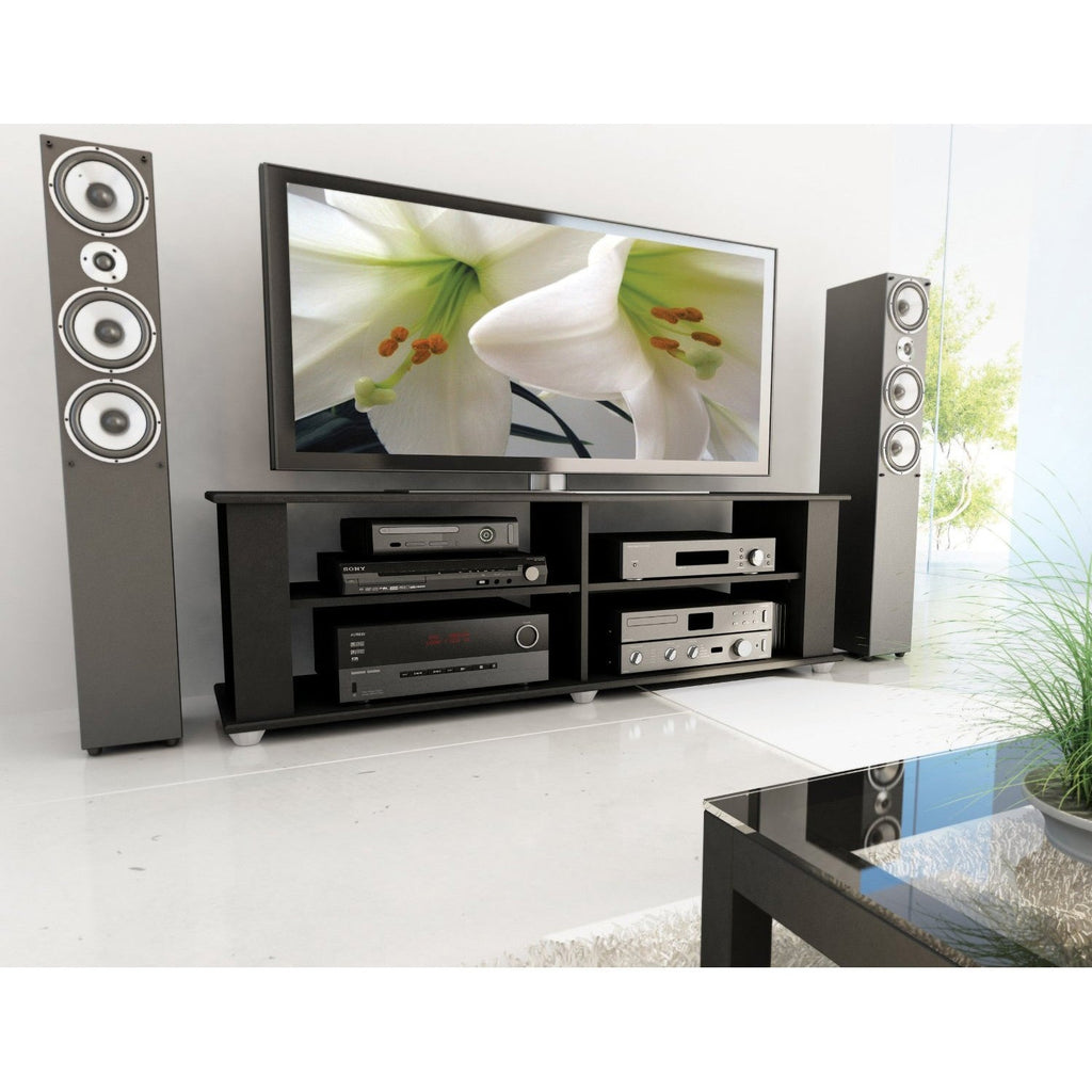 Modern Black TV Stand - Fits up to 68-inch TV - Deals Kiosk