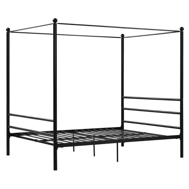 Full size Sturdy Canopy Bed Frame in Black Metal Finish - Deals Kiosk