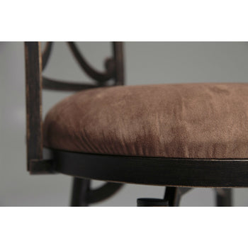 Blackened Bronze Metal 30-inch Bar Stool with Brown Microfiber Swivel Seat - Deals Kiosk