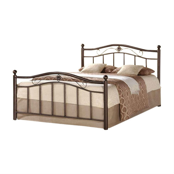 Full Metal Platform Bed with Headboard and Footboard in Brushed Bronze - Deals Kiosk