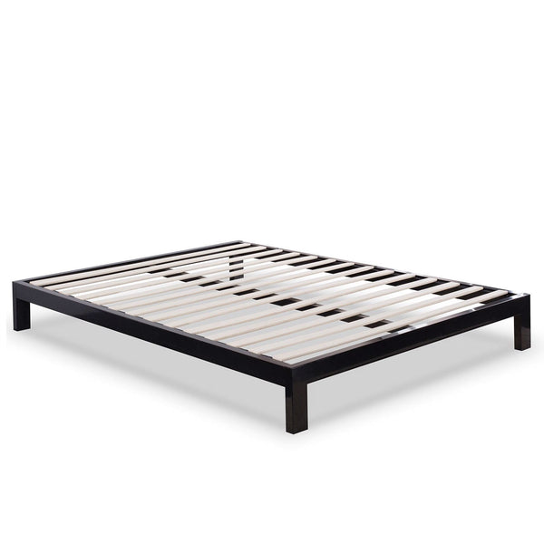 Full size Contemporary Black Metal Platform Bed with Wooden Slats - Deals Kiosk