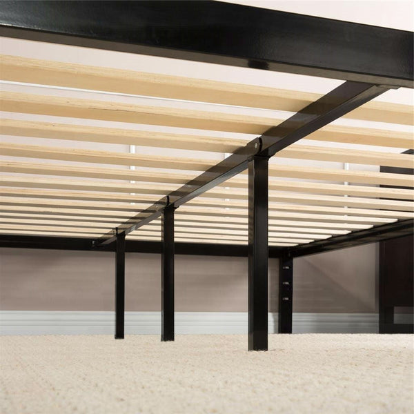 Full Metal Platform Bed Frame with Wooden Mattress Support Slats - Deals Kiosk