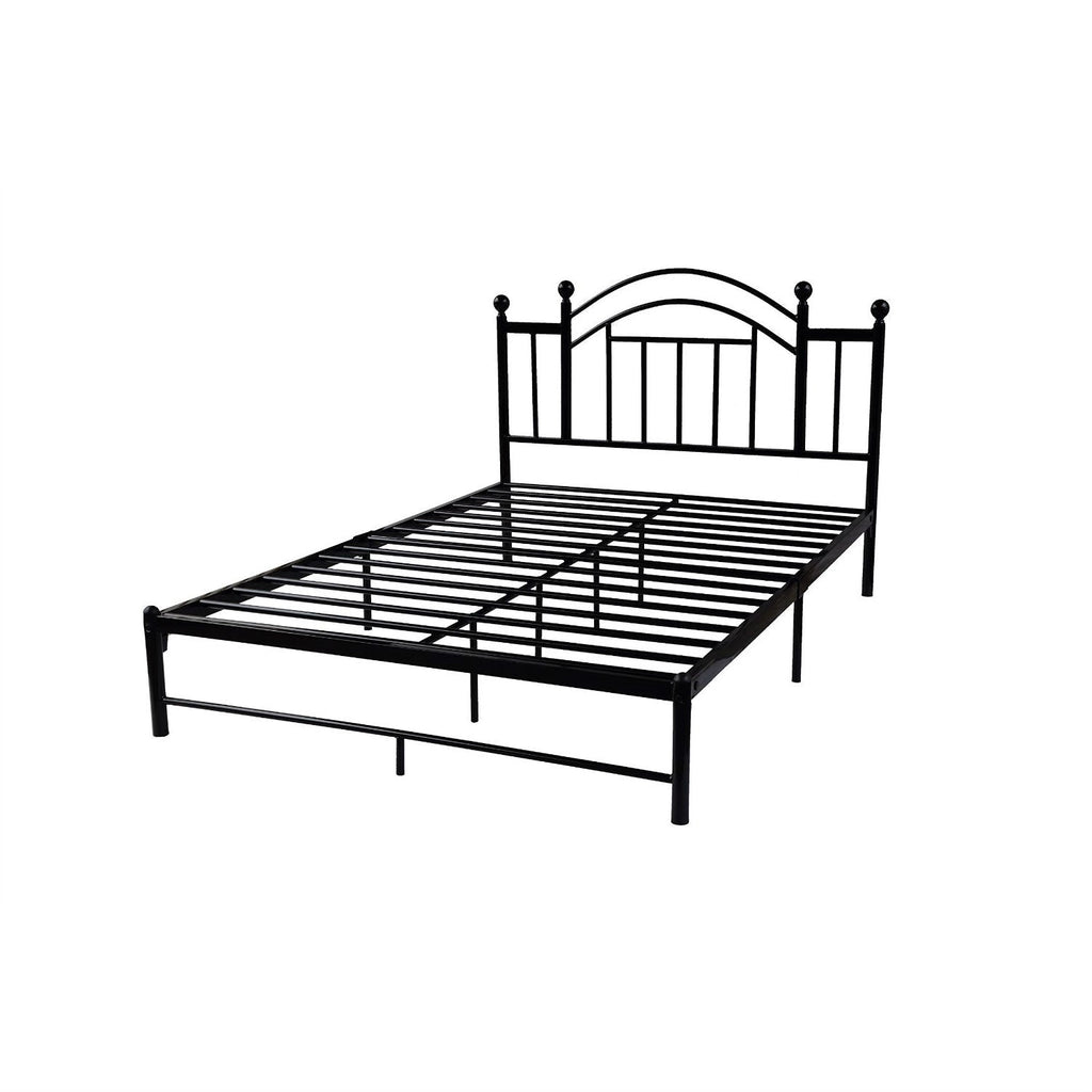 Full size Black Platform Bed Frame with Metal Slats and Headboard - Deals Kiosk