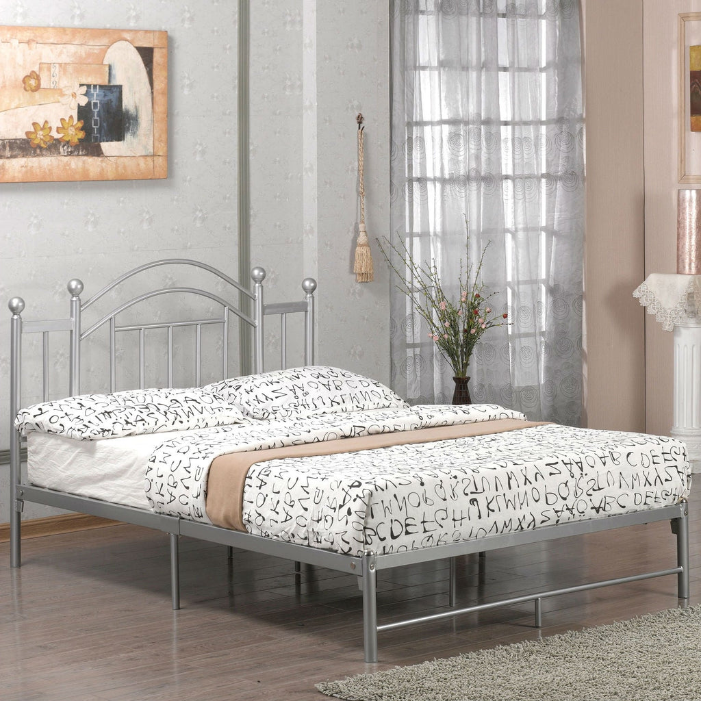 Full size Metal Platform Bed Frame with Headboard and Footboard in Silver