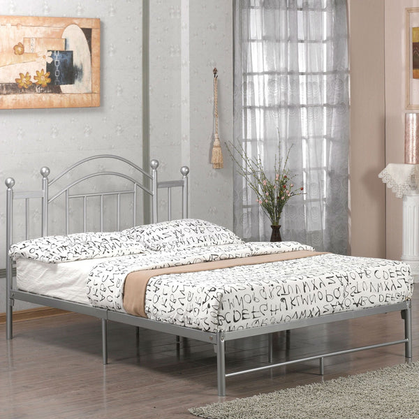 Full size Metal Platform Bed Frame with Headboard and Footboard in Silver