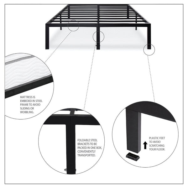 Full size Heavy Duty Metal Platform Bed Frame - 2,000 lb Weight Capacity - Deals Kiosk